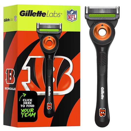 Gillette Labs Special NFL Bengals Edition Shaving Razor for Men - 1 Handle, 1 Razor Blade Refill, Perfect for Game Day Grooming, GilletteLabs with Exfoliating Bar