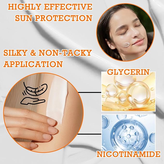 Face Sunscreen Cream SPF60+ PA+++,Travel Size Sunscreen for Face,Lightweight Sun Cream for All Skin Types,Moisturizing Sunblock Long Lasting Non-greasy Facial Moisturizer