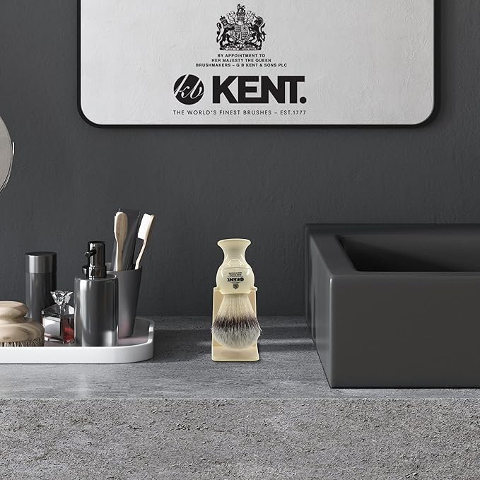 KENT VSB6 1.5" Water Resistant Mock Ivory Shaving Brush Stand BK2 and BK4 Natural Shaving Brush Air Drying Base