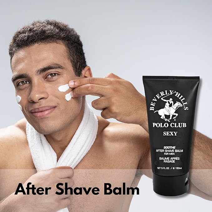 Beverly Hills Polo Club SEXY Soothe After Shave Balm for Men - Hydrating & Refreshing Aquatic Oriental Scent - 5 Fl Oz