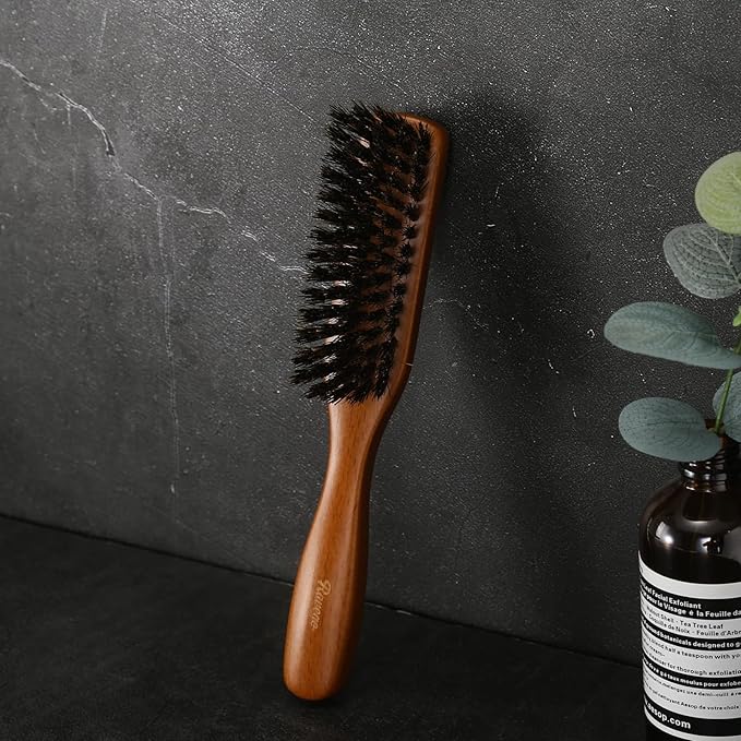 Beard Brush for Men, Ravego 100% Boar Bristle brush for Berad & Short Hair Detangle Add Natural Shine & Texture Exfoliates Skin and Scalp