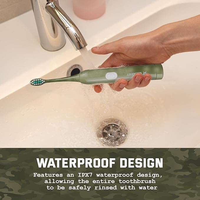 U.S. Army Electric Toothbrush, Battery Powered Toothbrush for Adults with 3 Heads, Waterproof Design for Oral Care and Plaque Removal