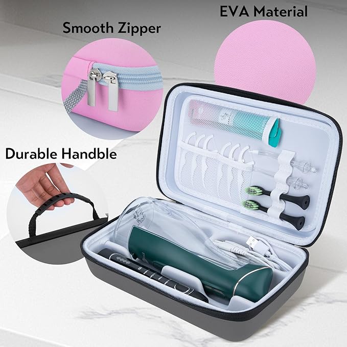 Water Flosser Travel Case, Portable Oral Irrigator Organizer, Sturdy Carrying Storage Holder for Flosser, Electric Toothbrush, Toothpaste and Irrigator Accessories (Case Only) - Grey