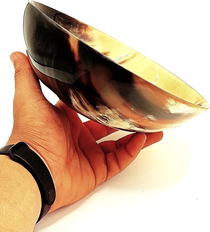 Shaving & Serving Bowl Natural Yak Horn Shaving Soap Bowl Shaving Cup for Men Real Horn Shave Bowl Lathering Up Shaving Soap Cup Bowls.Gift for Husband 5”RoundX2”deep (8" Round x 2" Deep)