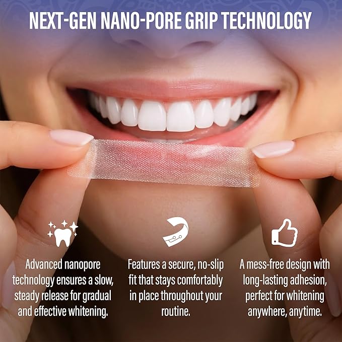 GuruNanda Teeth Whitening Strips - 16-Day Treatment with Non-Slip, Dry Strip Technology - Whitening Designed with Care for a Brighter Smile