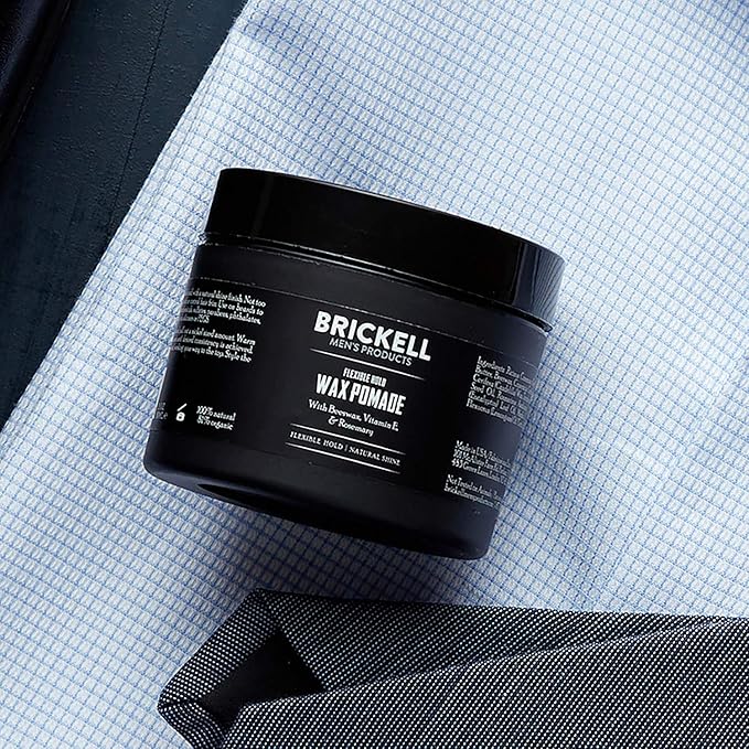 Brickell Men's Products Flexible Hold Wax Pomade for Men, Natural and Organic Irritation Free Natural Shine Hair Styling Product, 2 Ounce, Scented