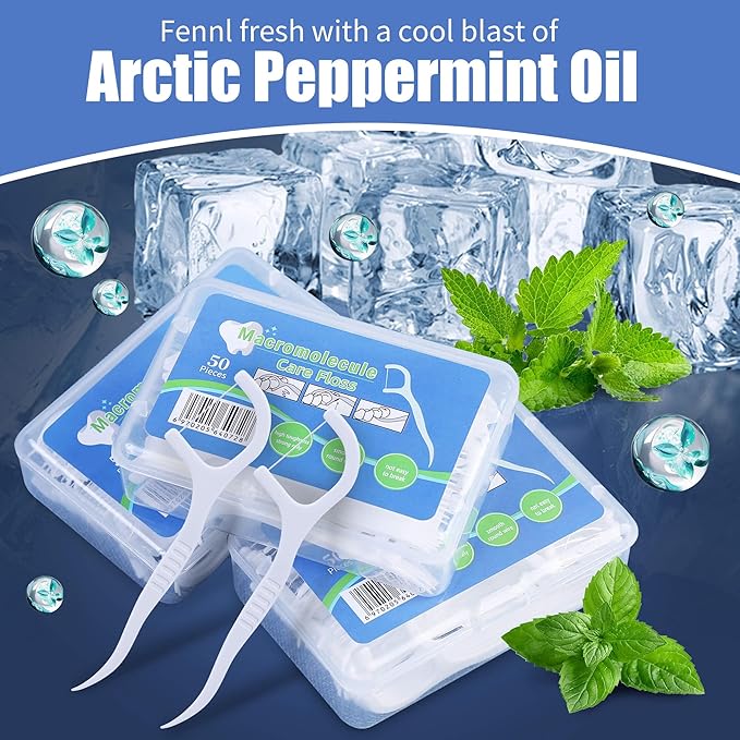 400 Count Dental Floss Picks – Built-in Toothpicks for Deep Cleaning, Comfortable Handle to Remove Plaque & Protect Gums – Family Pack with 50 Picks per Portable Case for Adults & Kids