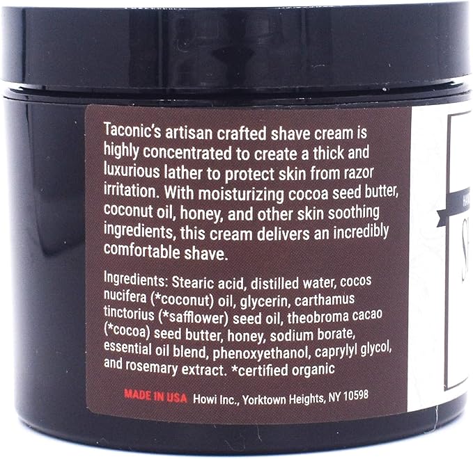 Taconic Shave, All Natural Shave Cream – Highly-Concentrated, Shaving Cream for Men – 4 oz. Moisturizing Shaving Cream Tub with Skin Soothing Ingredients – For All Skin Types - Classic Bay Rum