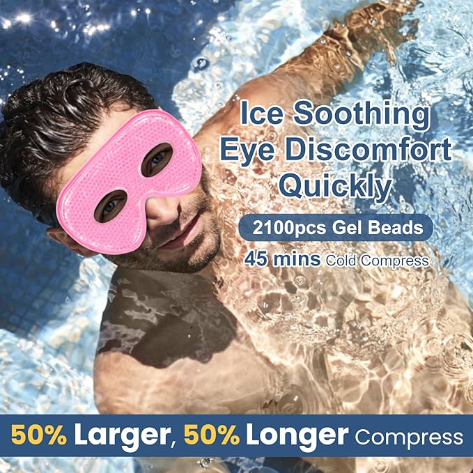 BeeVines Gel Eye Mask, 2 Pack XL Jumbo Size Cooling Ice Masks for Puffy Eyes for Men & Women, Cold & Warm Compress for Post Surgery, Puffiness, Allergies, Sinuses & Migraines Treatment
