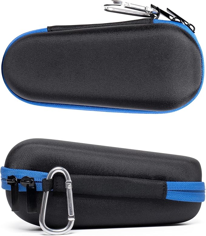 Nincha Electric Razor Case for Braun Series 3, 5, 7, 9 Shavers, Hard Shell EVA Travel Case with Charger Storage, Shaver Protective Carrying Case with Carabiner, Black&blue, 18.8 x 18 x 3.8 cm