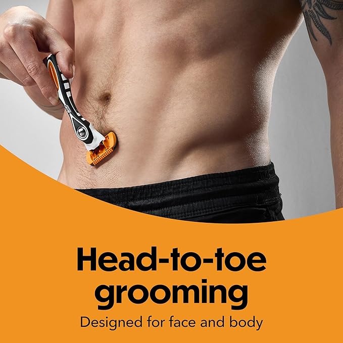 BIC Flex 5 Trim and Shave Body and Beard Trimmer for Men, 8 Razor Refills and 8 Trimmers, No Batteries Needed