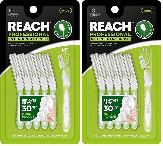 Reach Interdental Brush Wide 1.3mm | Removes up to 30% More Plaque | Special Designed for Gum Protection, PFAS Free | 10 Brushes (Pack of 2)