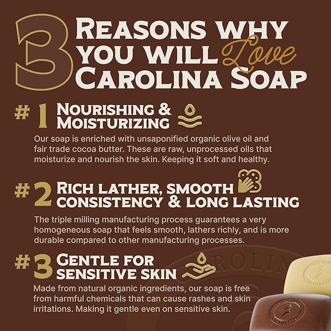 Body Wash Castile Soap Bar for Sensitive Skin – Long Lasting Natural Bar Soap for Men and Women with Olive Oil and Cocoa Butter - Vegan Bay Rum Scented by Carolina Castile, 5 oz Each
