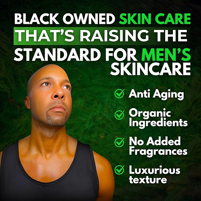 Mens Anti Aging Face Cream with Retinol – Organic Skin Care Face Moisturizer with Shea Butter – Non Greasy – Clean Ingredients, Lightweight – All Skin Types – Black Owned (1.7 oz)