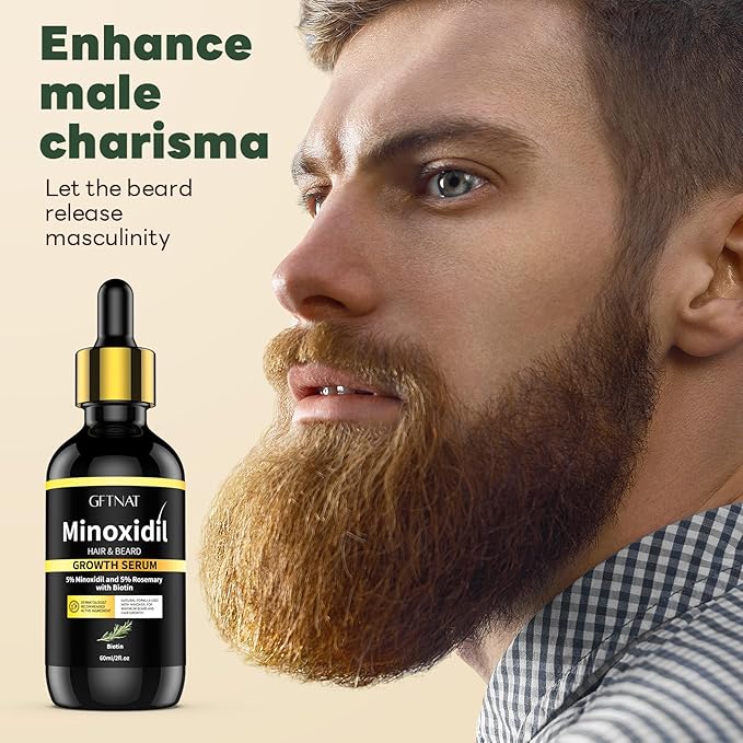5% Minoxidil with Rosemary and Biotin for Men and Women Hair Growth,Beard Growth Kit,Scalp Serum for Thicker Fuller Hair