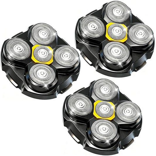 5 Head Shaver Replacement Head for MicroTouch Titanium Shaver for Bald Men Head and Face Wet/Dry Shaving (Black(3count))