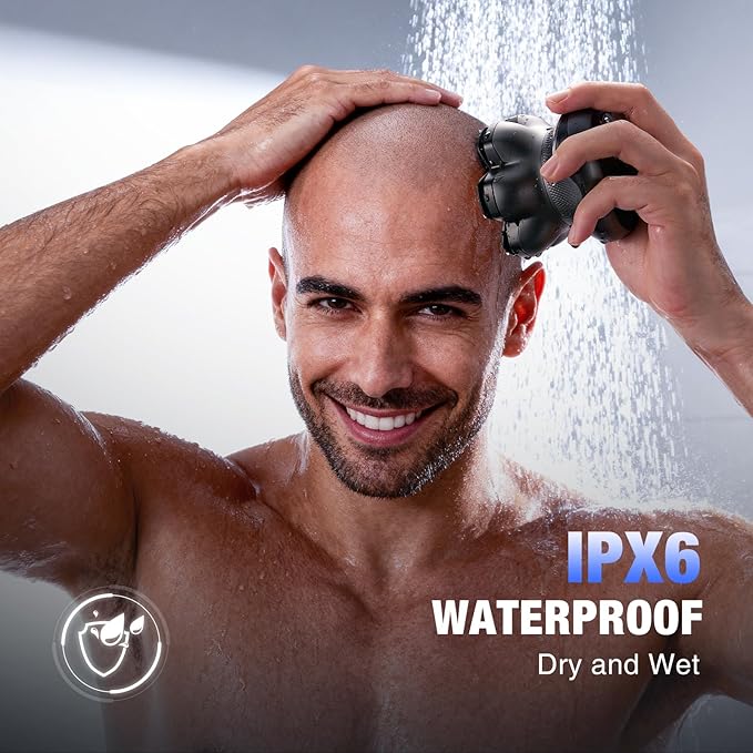 7D Head Shavers for Bald Men - 2026 New Dual Speed Electric Shaver, Bald Head Shaver with Magnetic Shaver Head IPX6 Waterproof Wet/Dry Use Shaving Balding Clipper LED Display Cordless Head Razor Gray