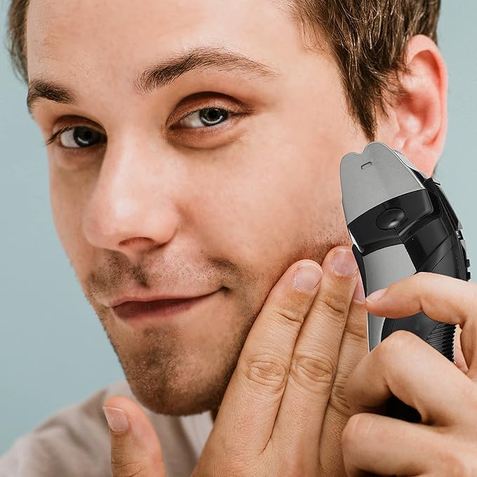 ChargeWorx Groom Essentials Dual-Foil Rechargeable Electric Shaver, Cordless, Ergonomic Electric Razor with Pop-Up Beard and Mustache Trimmer for Travel, LED Battery Indicator, Includes Cleaning Brush