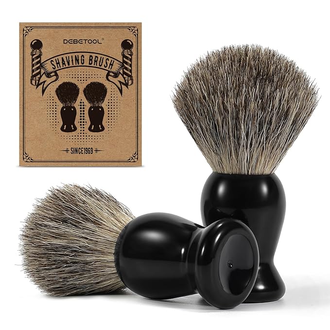 2Pack Badger Hair Shaving Brush - Professional Fast Lather Shaving Cream Brush for Sensitive Skin, Luxury Shave Brush for Men Gift