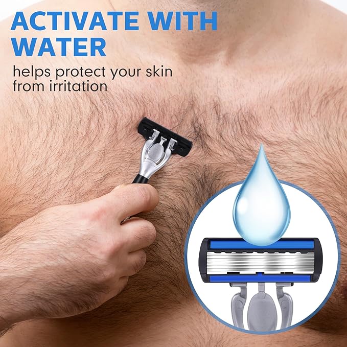 74 Pcs Disposable Men's Razors Set 6-blade Shaving for Men Sensitive Skin Refillable Razor Kit for a Comfortable Shave, 2 Handles and 72 Cartridges