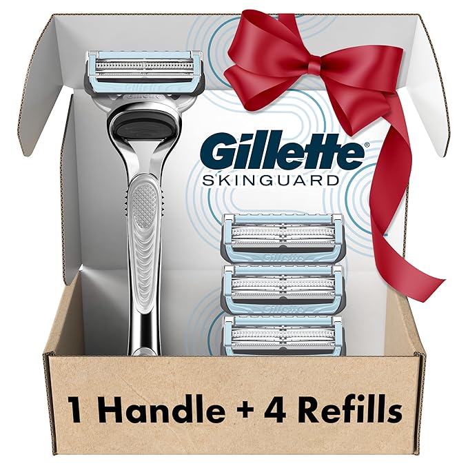 Gillette SkinGuard Razors, 1 Gillette Razor, 4 Razor Blade Refills, Designed for Men with Skin Irritation, Razor Bumps, and Sensitive Skin