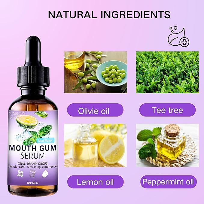 Gum Restore Drops, Gum Repair for Receding Gums, Stain Removal, Regrowth Treatment, Dry Mouth and Bad Breath Relief for Adults, Instant Fresh Breath, Oral Care Solution