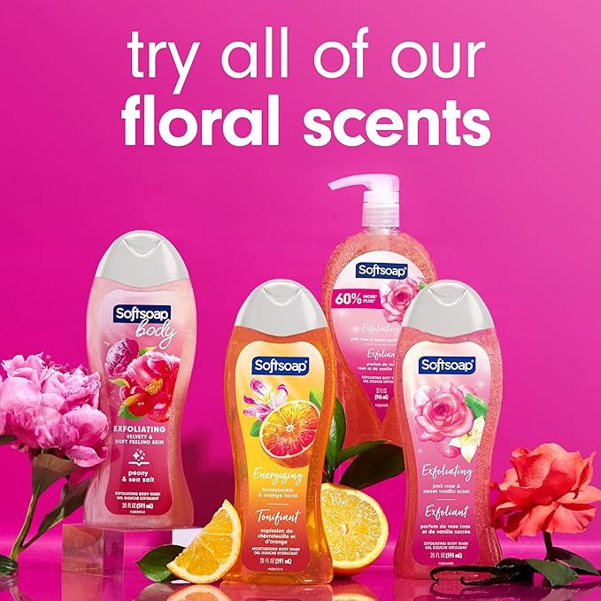 Softsoap Body Wash,Honeysuckle & Orange Burst Body Wash,20 Ounce,(Pack of 8)