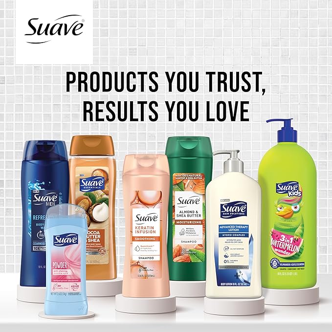 Suave Natural Sweet Coconut 2 In 1 Shampoo & Conditioner with 100% Natural Coconut, for Softening and Shining Hair, No Dyes, No Parabens, No Phthalates, 28 Oz (Pack of 4)