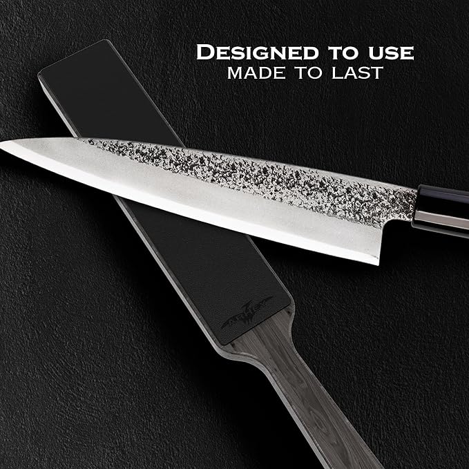 Leather Strop for Knife Sharpening Made from Premium Italian Leather, 14" Knife Strop with Storage Bag and 2 Polishing Compound for Various Knives, Razors, Axes, Chisels and Knives, Black