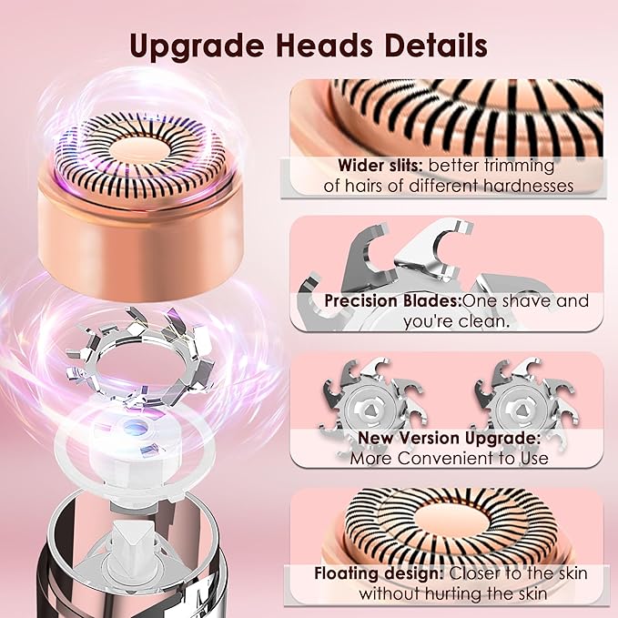 Gurelax Gen 3 Replacement Heads for Flawless Finishing Touch Facial Hair Remover, Replacement Blades for Women, 18K Gold Heads Replacement Blades Refill Pro(6pcs)