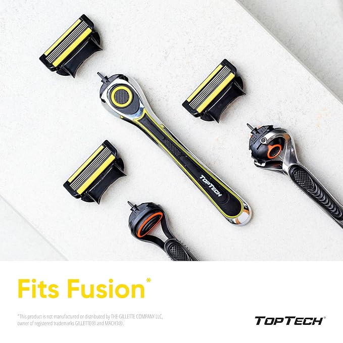 TopTech ULTRA 5 Razors for Men - Replaceable Cartridges for Manual Shaving Razor, 5 Blades Technology Refills - 8 Count Pack - Fits Gillette Fusion - Soft Shave & Sharp - Cost-effective Refill