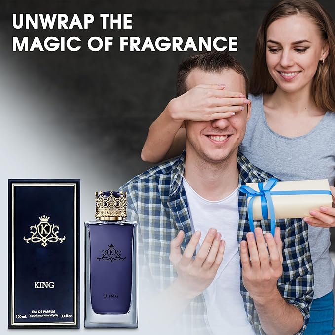 Men’s Cologne King Original Natural Spray Eau De Toilette,Long-Lasting Scent Perfume for Men Elegant Bottle - Great Holiday Gift, 3.4 Fl Oz/100 Ml