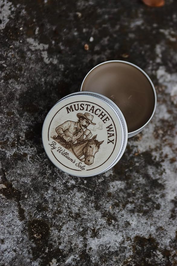 William's Solo Mustache Wax - Strong Hold Mustache Wax - 1 oz tin - No Added Dye or Fragrence