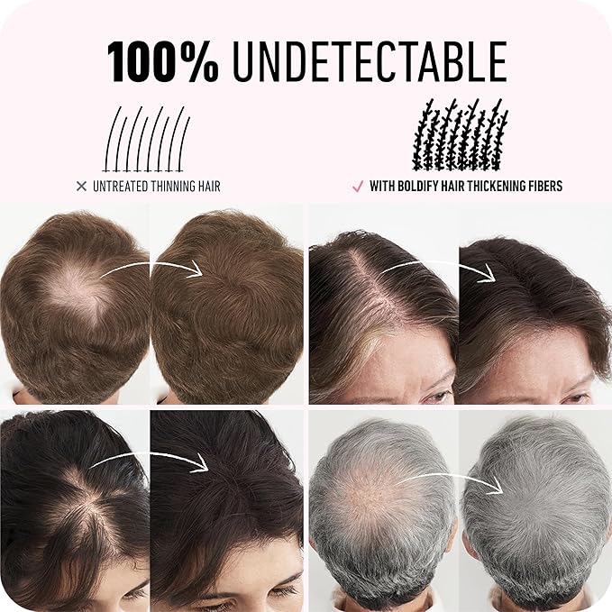 BOLDIFY Hair Fibers (2 x 56g) - Fill In Thinning and Fine Hair for an Instantly Fuller, Thicker Look - 14 Shades for Women & Men - Black
