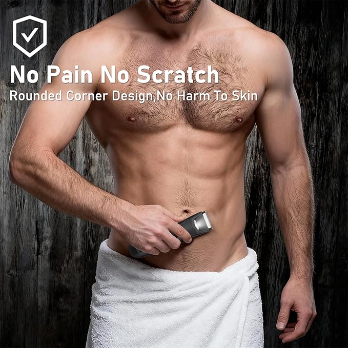 Body Hair Trimmer for Men, 3 in 1 Electric Ball Groin Razor Shaver, Pubic Hair Trimmer for Wet/Dry Use, Cordless Charging Mens Groomer Kits with Led Spotlight
