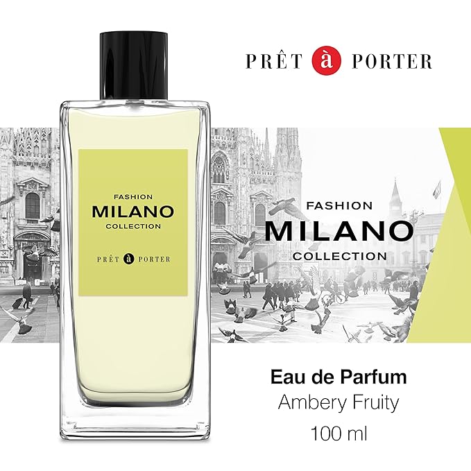 Pret à Porter City Collection Milan Eau de Parfum for Women 3.4 fl oz (Pack of 1), A Captivating Ambery Fruity Fragrance, Notes of Bergamot, Orange, and Vanilla, Long Lasting, Everyday Fragrance