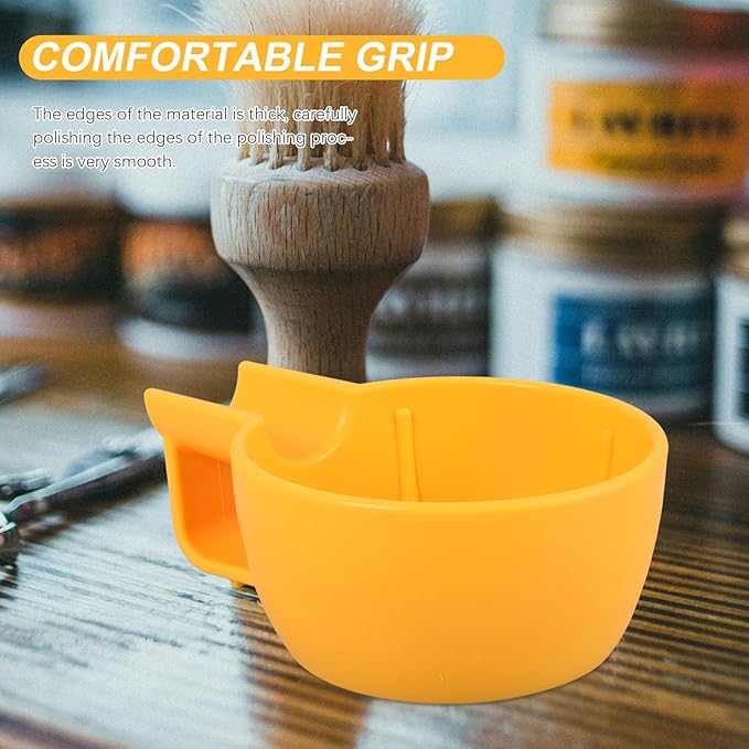 TOYANDONA Shaving Soap Bowl Plastic Shaving Cream Container Deep Wide Mouth Thickened Yellow Foam Bowl for Men Bathroom Use