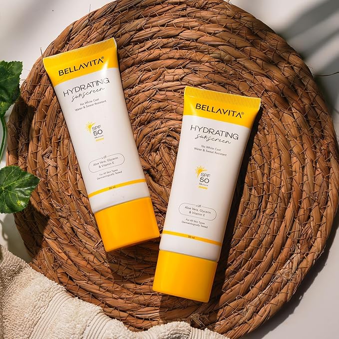 B.e.l.l.a Vita Water based Hydrating Unisex Sunscreen | SPF 50, Lightweight PA+++ | For All Skin Types, No White Cast, Non - Greasy Finish, UV Protection | For Men & Women 50ml.