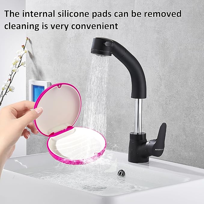 2PCS Retainer Case Compatible with Invisalign,Cute Slim Aligner Case,Customized Magnetic Closure Orthodontic Retainer Cases (2 Pack Pink + White Silicone)