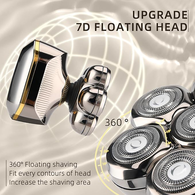 Magnetic Electric Razor Replacement Blades, 7D Floating Heads Wet Dry Beard Shaver Replacement Blade for Bald Men compatible with SHPAVVER, E-Hunter Electric Shavers