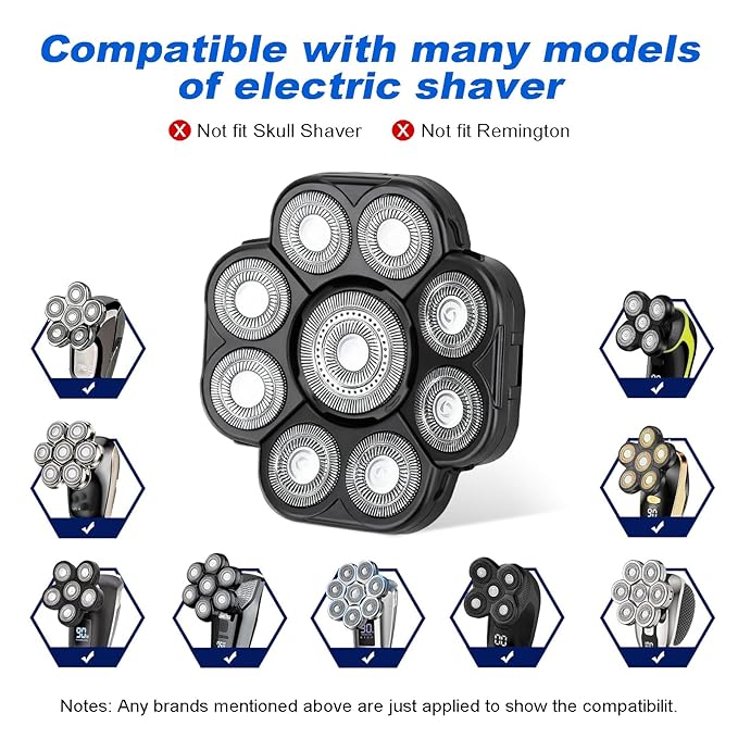 9 Blades Shaver Head - 2 Pack Men's Electric 9D Shaver Replacement Heads Universal Replacement Blade Head Electric Razor for men,black