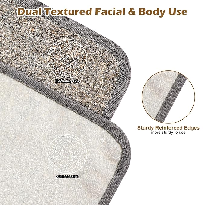 3PCS Exfoliating Washcloths for Face Shimmeroo 8x8 Inch Bamboo Charcoal Premium Face Body Wash Cloths with Softness Scrubbing Two Sides Exfoliating Towel for Women Men(Grey)