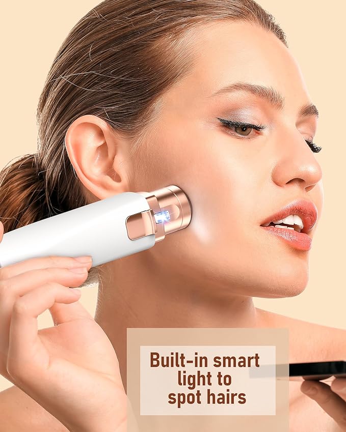 Eyebrow & Facial Hair Removal for Women: 2 in 1 Rechargeable Eyebrow Trimmer & Face Shaver, Painless Electric Facial Eye brow Razors Epilator with Built-in LED Light -Perfect for Face, Lips & Body