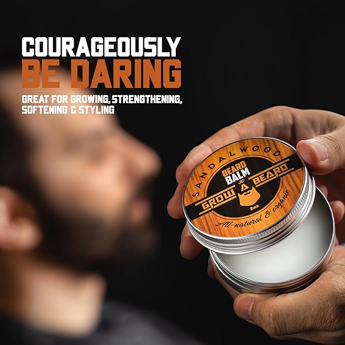 Beard Oil and Balm Set for Men - All-Natural Sandalwood & Citrus Scent, For Beard Growth and Care (2 Pack of 2 oz)