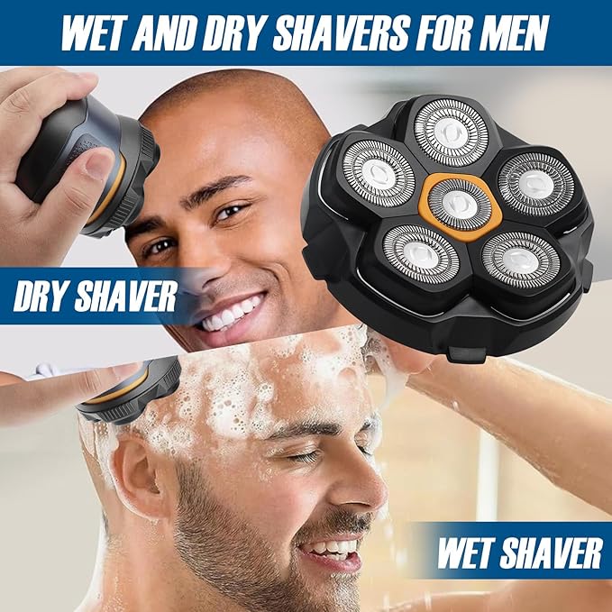 2 pcs Magnetic buckle 6 Blade head shaver Replacement heads Compatible with Wyklaus Redbreak Detona DOAO head shaver