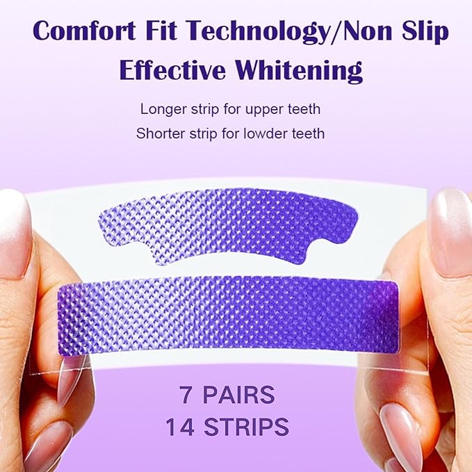 Teeth Whitening Strips, Purple Whitening Strips for Sensitive Teeth, Enamel Safe, Fast Acting for Removing Coffee,Smoking Stains, 7 Days for Smile Effective Gentle Dental Whitener (14Strips, Mint)
