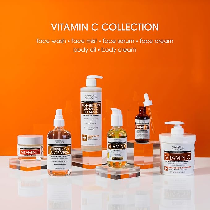 Advanced Clinicals Gentle Vitamin C Face Wash For Women & Men | Citrus Scented Gel Facial Cleanser Soap | Aloe Vera + Ferulic Acid Hydrating Foaming Wash For Cleansing Dirt & Oil, Large 11.75 Fl Oz