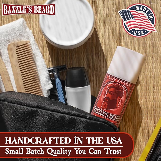 Bazzle's Beard Softener – Beard Balm Conditioner for Men with Biotin, Softens Coarse Hair, Deeply Moisturizes Facial Hair, Conditions Skin, and Adds Natural Shine, Products for Mustache Care
