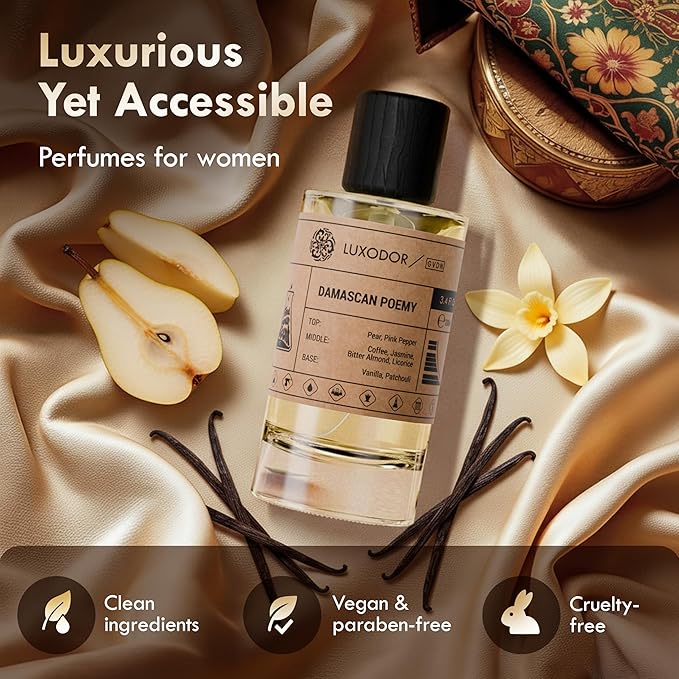 Inspired by Y S.L's B.lack O.pium 3.4 fl. oz (100ml) Damascus Poemy with Pheromone Roll-On Oil 10 ml | Women’s Dupes Fragrances | Long Lasting Perfume Vanilla for Women | Womens Perfume