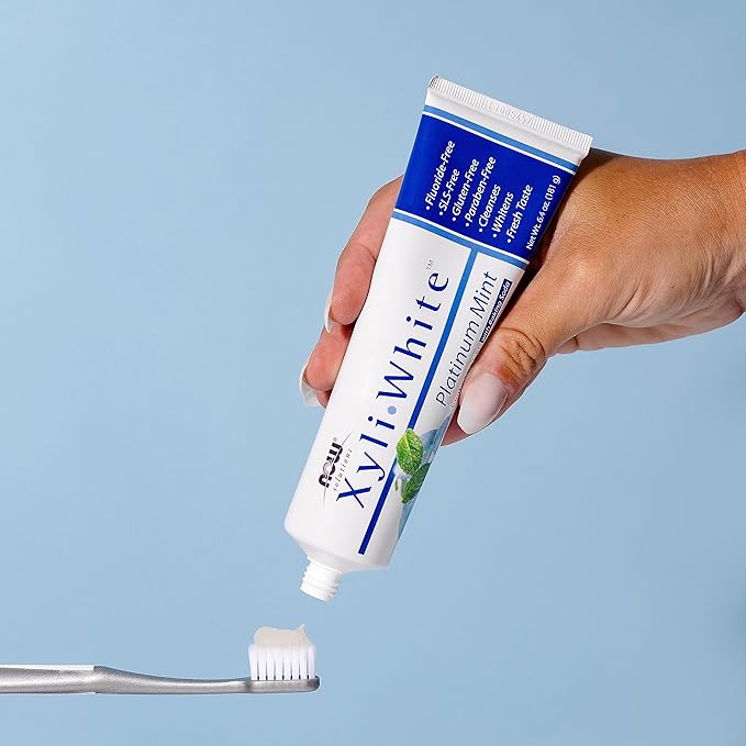 NOW Solutions, Xyliwhite™ Toothpaste Gel, Platinum Mint, Cleanses and Whitens, Fresh Taste, 6.4-Ounce